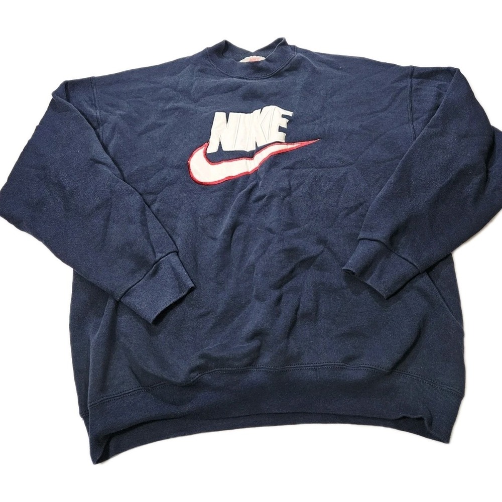 Vintage 80s Nike Center Logo Pullover Adults Size XL Blue - Picture 1 of 5